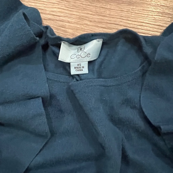 Cece cold shoulder ruffle teal knit sweater (XS) - Picture 4 of 9